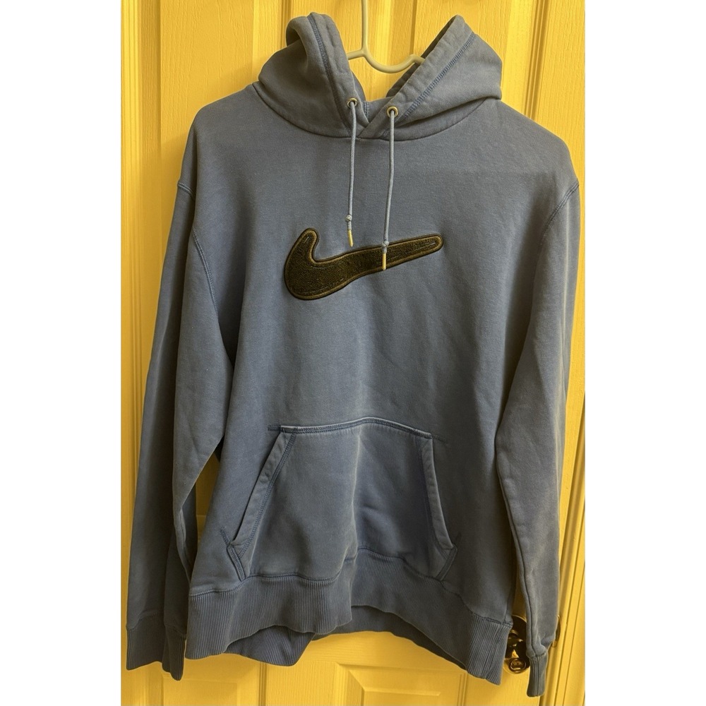 Vintage Y2K Nike Sweatshirt Hoodie Large Swoosh Men's Large Blue W/ Black Logo